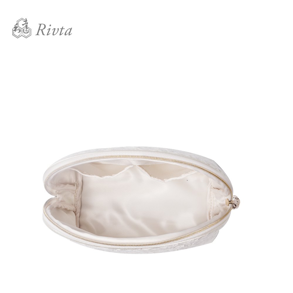 High quality makeup gift bag wholesale white lady lace evening clutch bag with pearl zipper