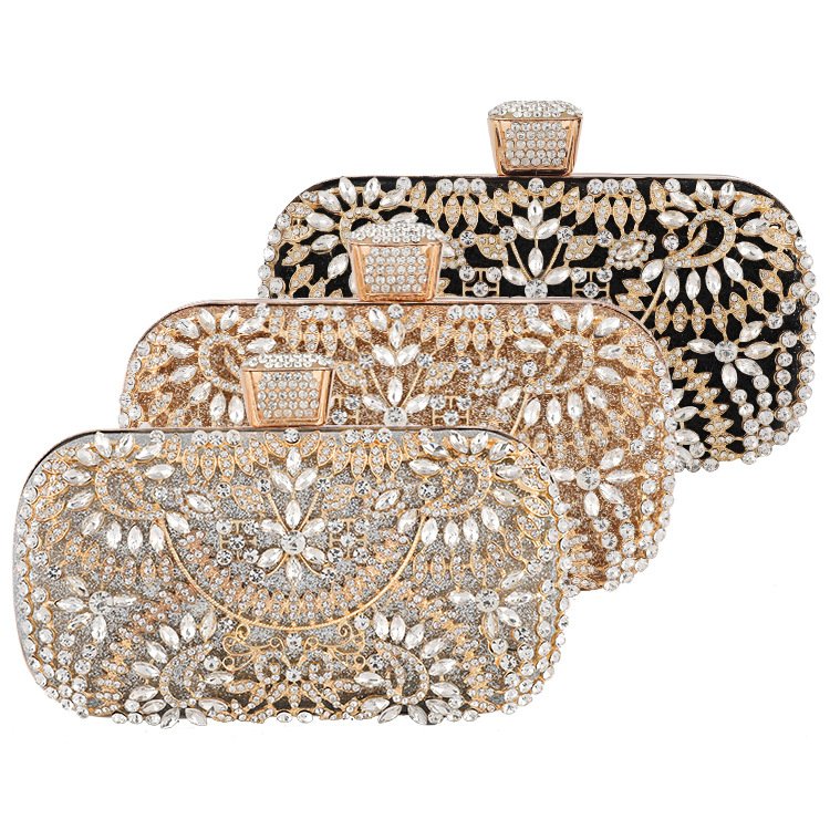 High Quality Flower Crystal Evening Bag Rhinestone Clutch Evening Bag Women Purse Rhinestones Party Clutch Bags