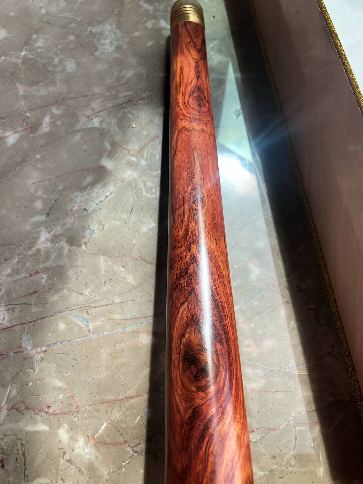 Hainan Huanghuali high -end mahogany cane integrated tiger pattern ghost face high -end text gift civilization stick round head cane