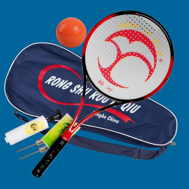 Red one -ball, one air tube, one bag, one glove