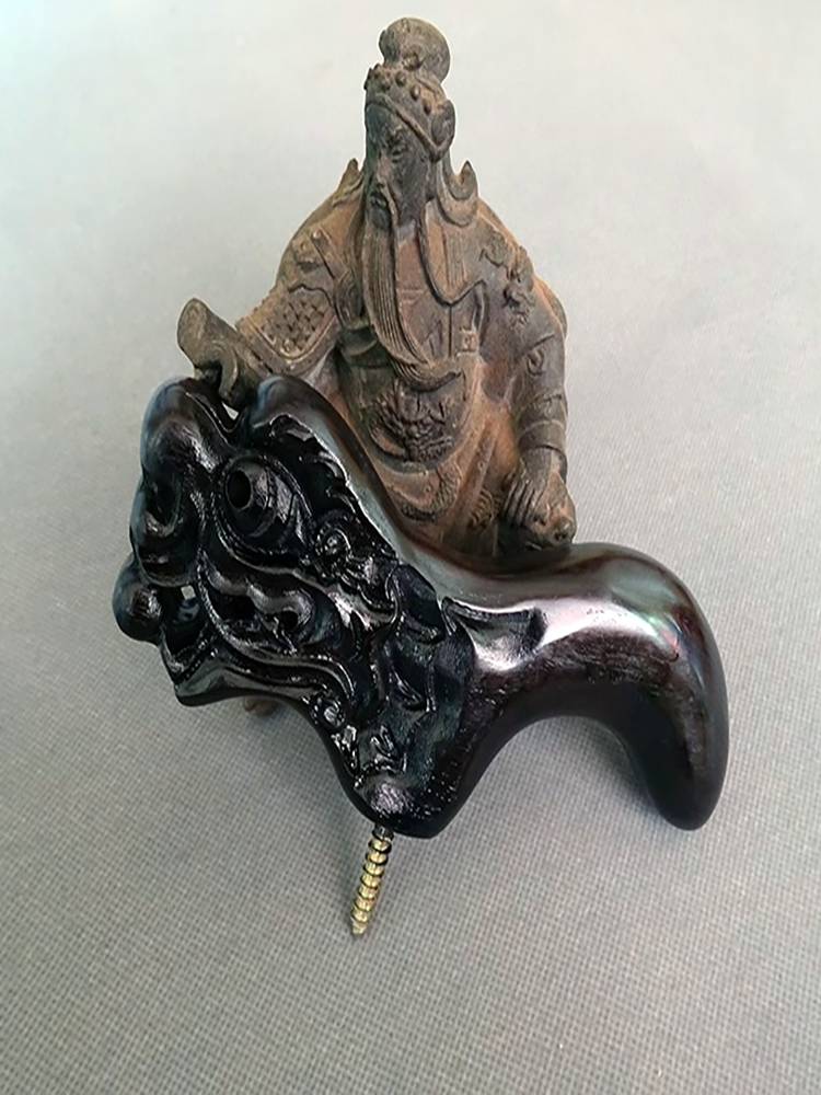 Solid wood crutch faucet Huanghuali rosewood rosewood rubble old man cane bending accessories round head civilized stick handle