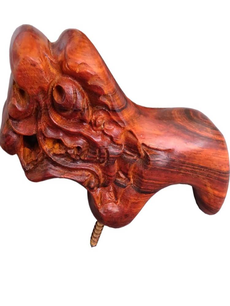 Solid wood crutch faucet Huanghuali rosewood rosewood rubble old man cane bending accessories round head civilized stick handle