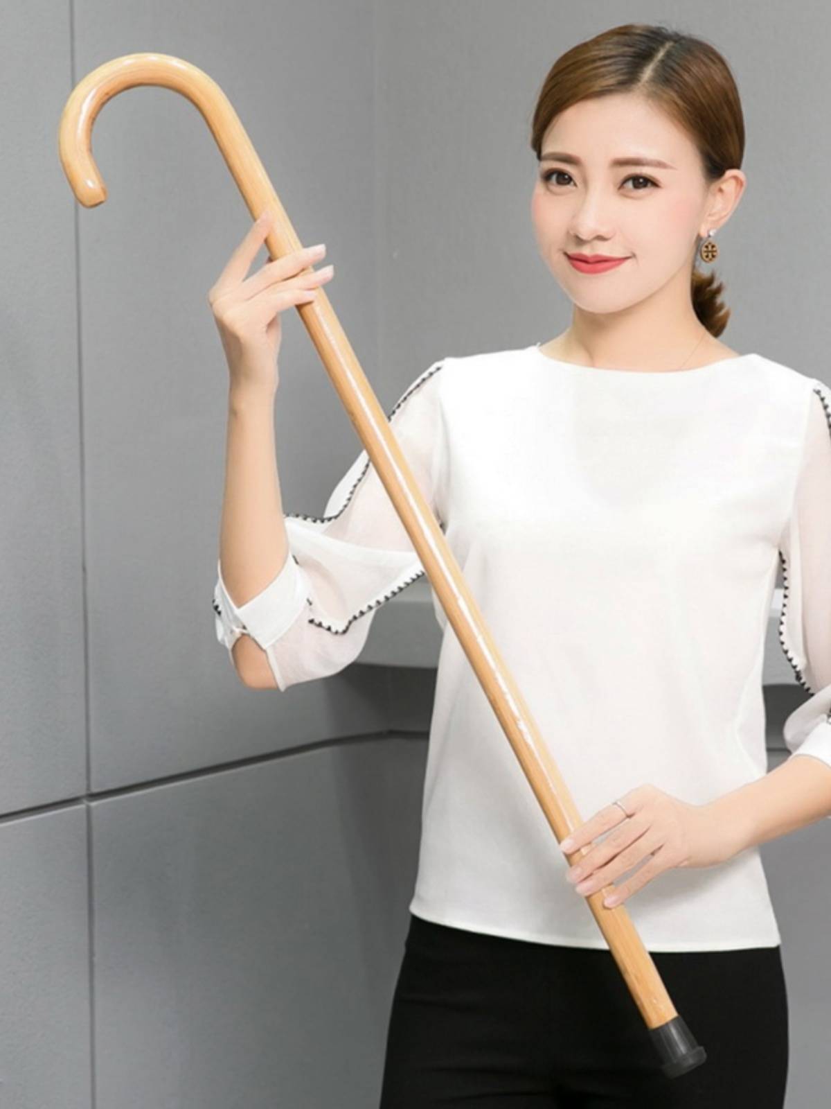 Words all -in -one climbing stick Old man outdoor anti -skid climbing rod, elderly anti -body lightweight lightweight solid wood ruming stick