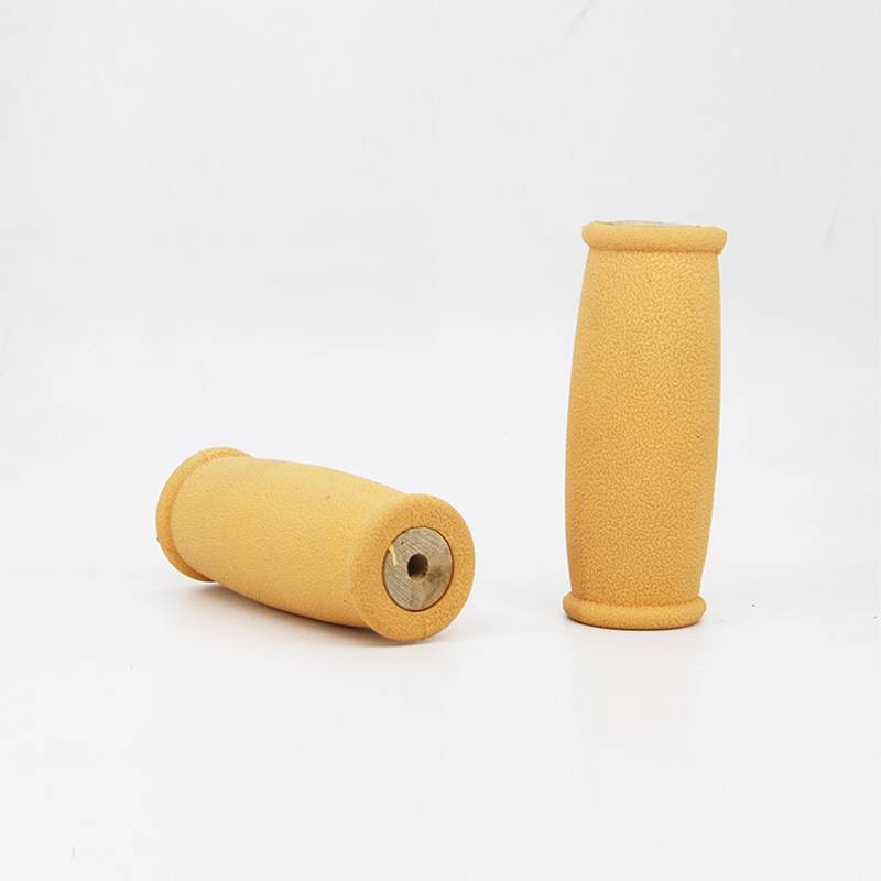 A pair of rubber yellow wood core