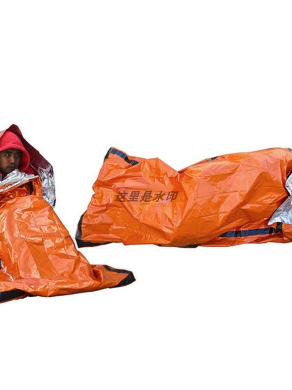 Outdoor single -person camping emergency extended PE aluminum film warm sleeping bag anti -radiation insulation warming warranty emergency blanket