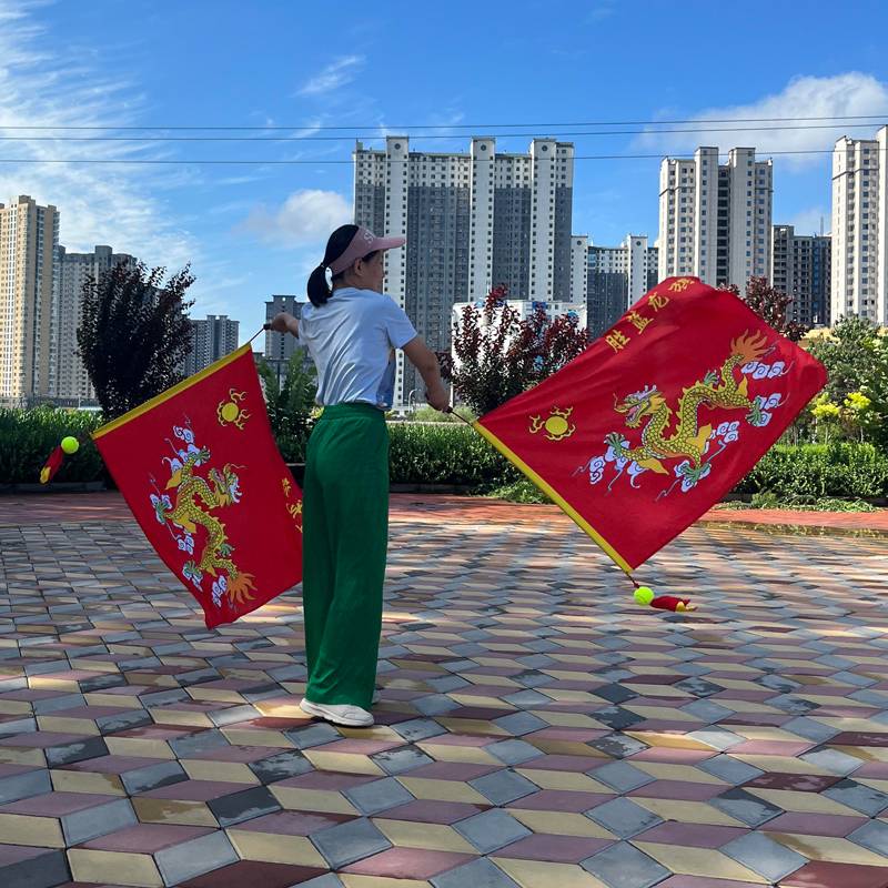 Shenglan Dragon and Fengqi Floral Dragon Banner Double Banner Fitness Dragon Banner Meteor Planet Small Square Plaza Dance Performance Prop