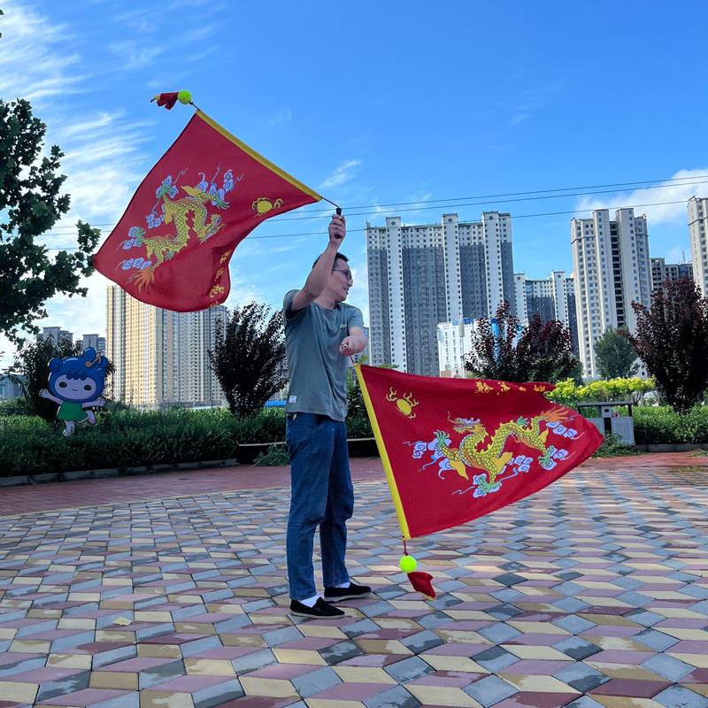 Shenglan Dragon and Fengqi Floral Dragon Banner Double Banner Fitness Dragon Banner Meteor Planet Small Square Plaza Dance Performance Prop
