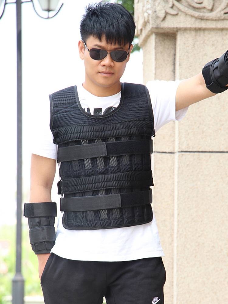Ultra -thin stealth load -bearing steel plate vest running training lead block vest sports leggings, sandbag equipment full set
