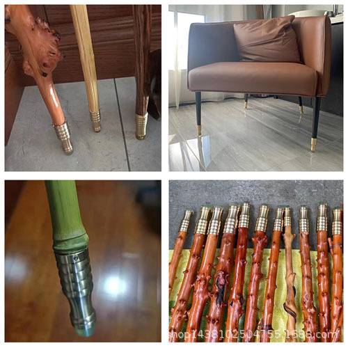 Old man crutches Pure copper -footed non -slip and wear -resistant rubber head mat caver -cable base Cursor high -end accessories civilized stick