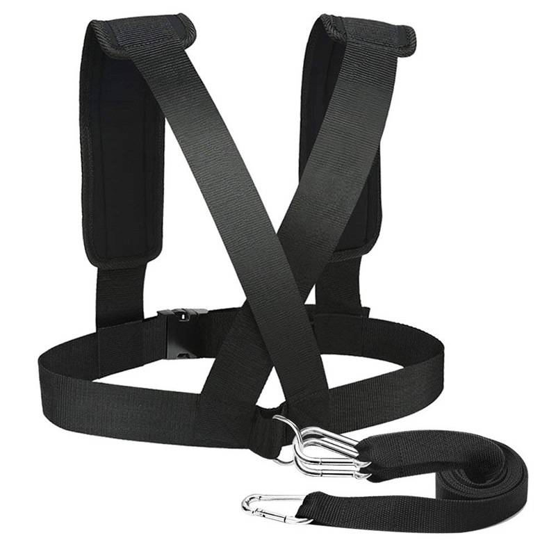 The heavy weight drag with the tire sled iron block dragging the load with track and field resistance waist explosion training belt