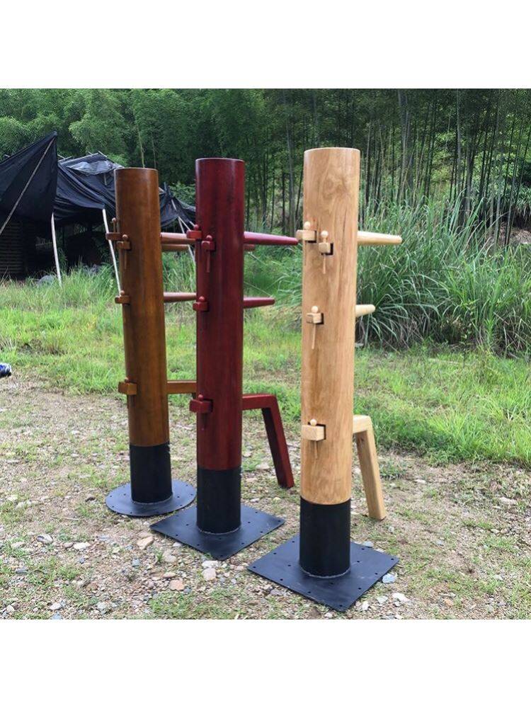 Father and son practice martial arts training wooden pile indoor and outdoor Wing Chun boxing training children's pile chassis adsorption standing wooden stakes