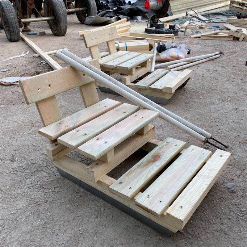 Outdoor solid wood double sled car with snow car nostalgic ice knife adult ice cones wooden wooden skour