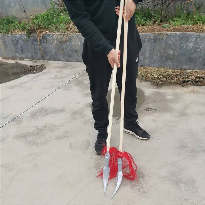 Safety silicone rubber red gimbing pistol training performance long spear white wax pole martial arts stick against children's adult gun head