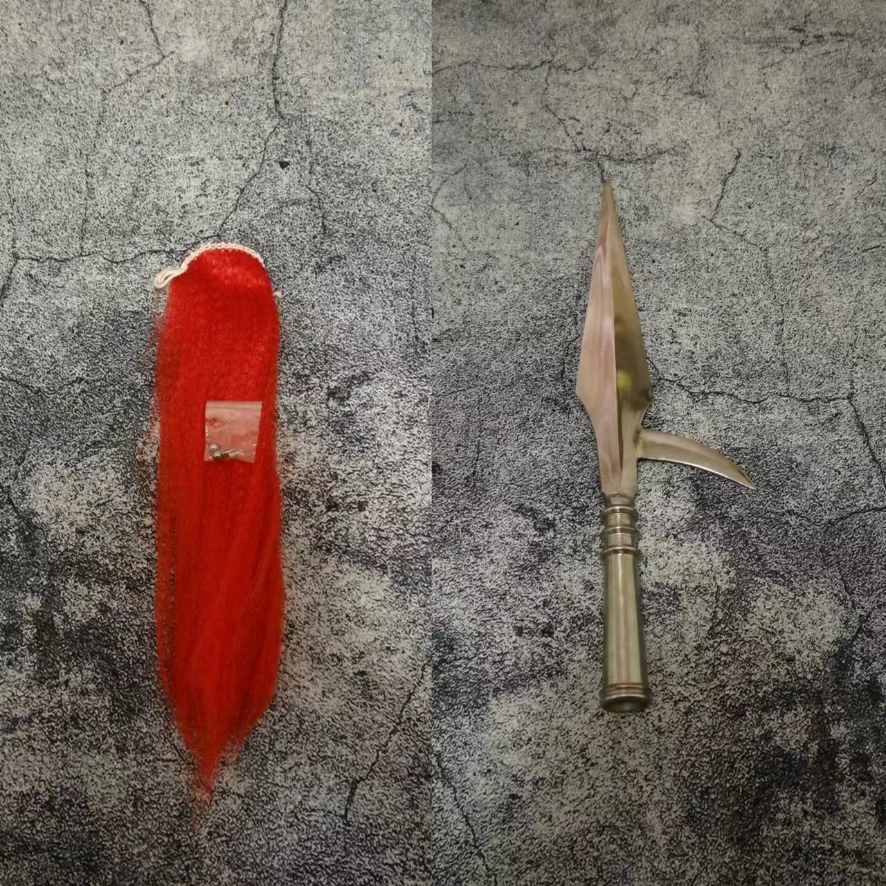 Martial arts gun head red gimbrin stainless steel Liuhe gun white wax pole Taiji martial arts stick gun dumplings race electroplating spearhead