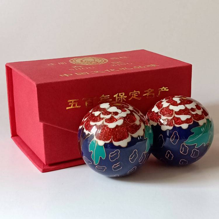 Ringtou Jingtai Lan 50mm Blue Gold Peony Red Box+cloth bag