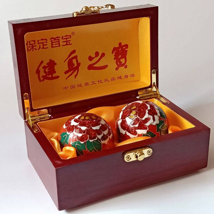 Ringtou Jingtai Lan 50mm red gold peony wooden box+cloth bag