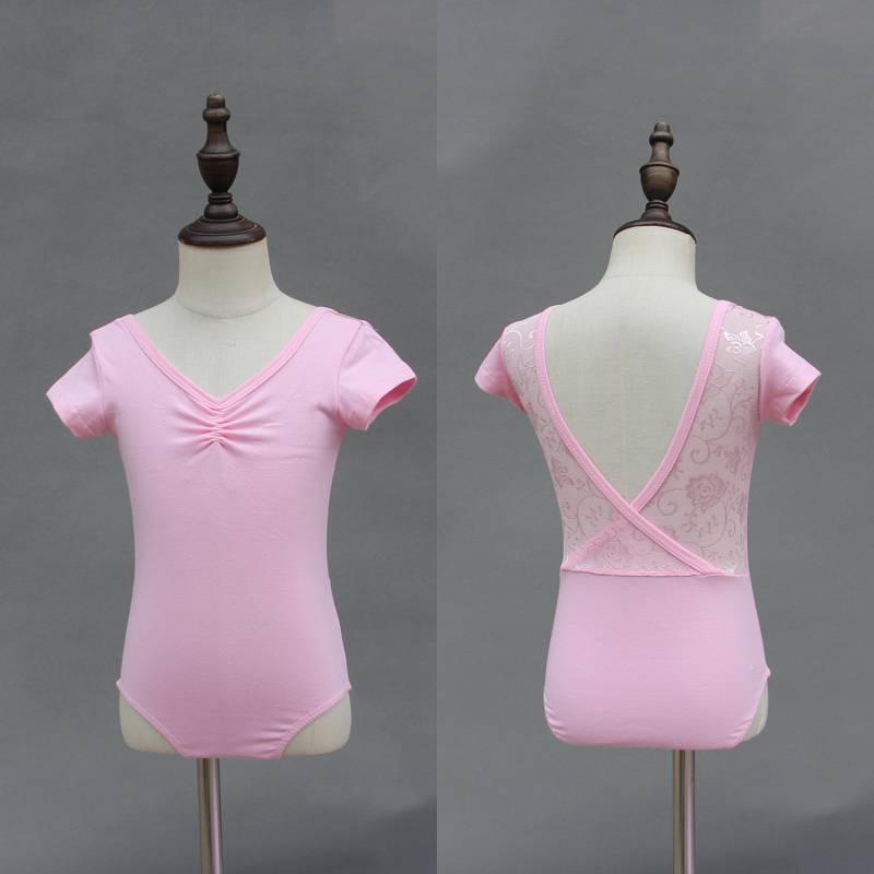 Children's dance-suit girls' summer short-sleeves, green-shaped ballet, baby cotton thong gymnasium