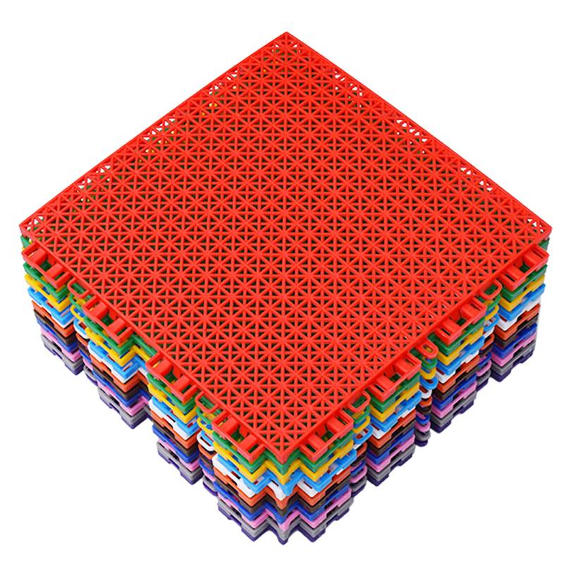 Suspended assembly floor Kindergarten outdoor plastic block basket row badminton playground non -slip grid pad