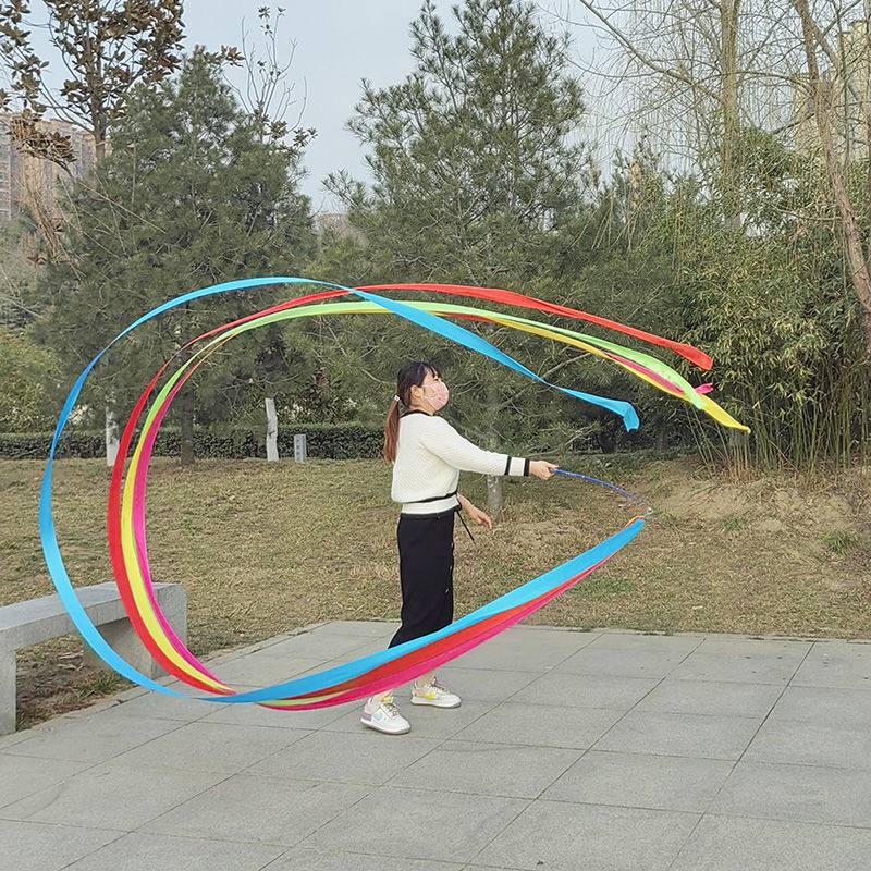 Dance gymnastics five-coloured silk wiring, twirling the plaza art stretcher for adults outside