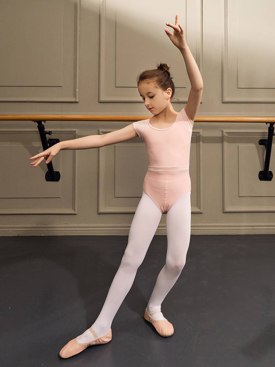 Sansha French Sansa-Cream Ballet, short-sleeve dance and troupe gymnastics costume