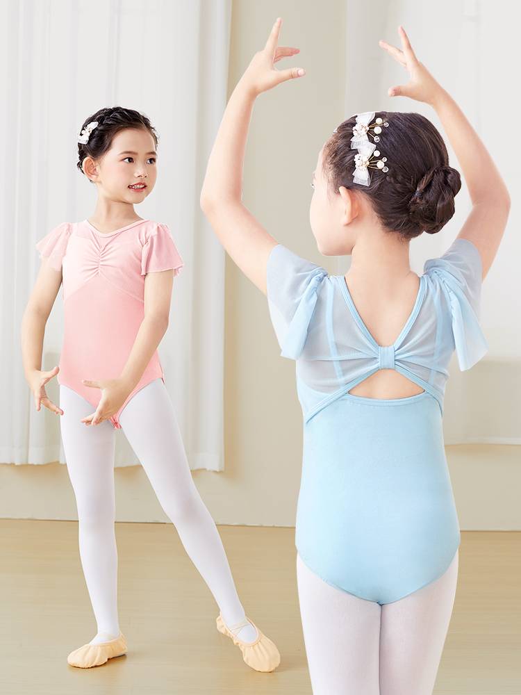 Children's dance short-sleeved girls' ballet troupe with young children's Chinese thongs and gymnastics