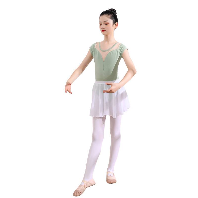 Children's dance choreographer short-skirt choreographer ballerina gymnasium thong half-sleeve dress openings