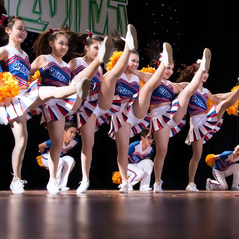 The competition for gymnastics and dance costumes, the cheerleading cheerleading for new students