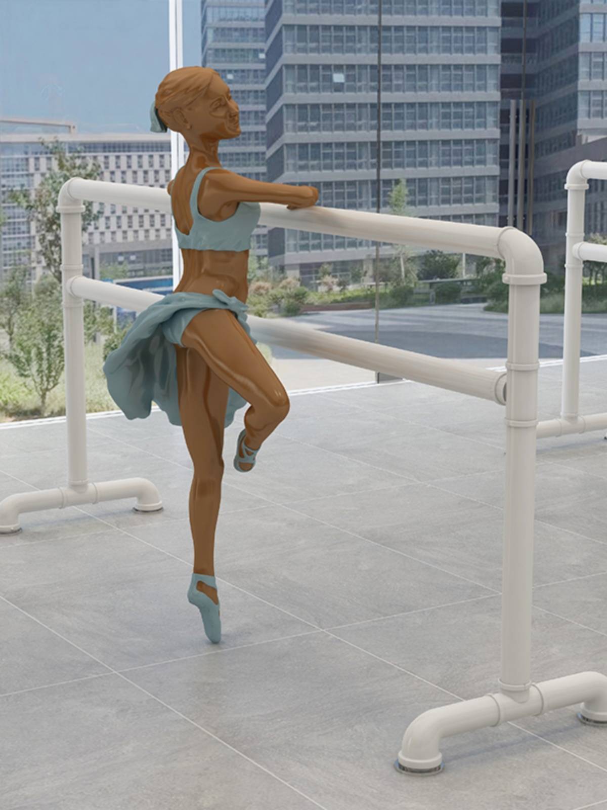 Mobile choreographers with a child-rided dance studio specializing in leg-stamping