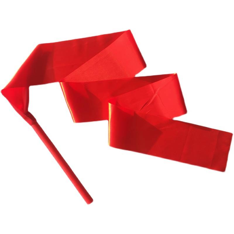 The adult children danced with red silk and the art and gymnastics bar and the belt danced with red silk