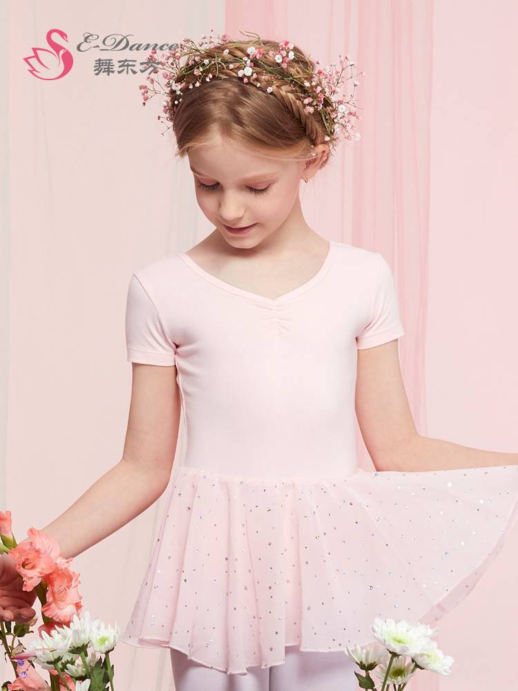 ♪ Ballet children practiced tweeds for summer short-sleeved skirts dancing ♪