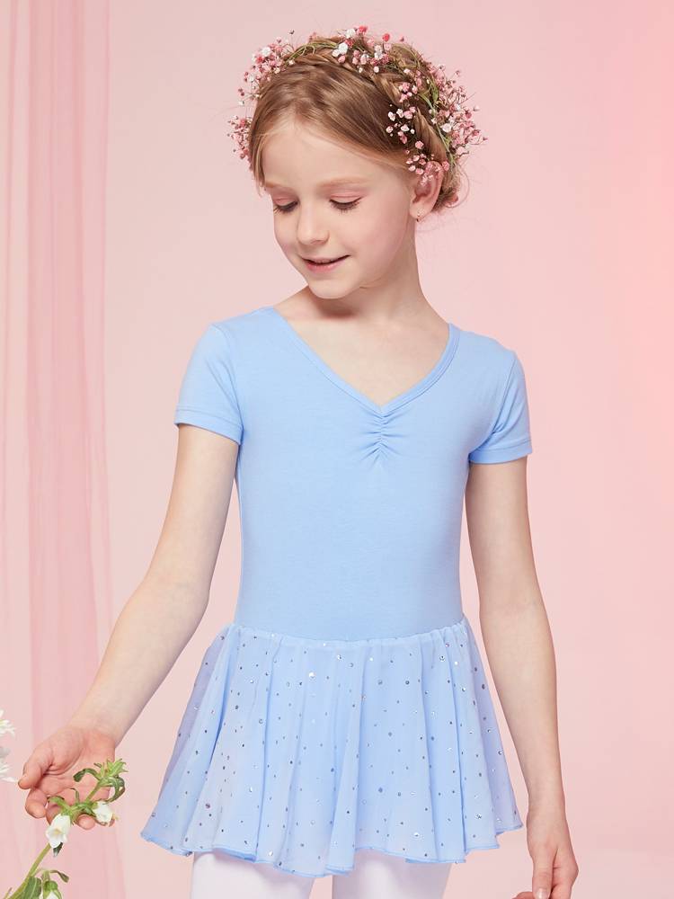 ♪ Ballet children practiced tweeds for summer short-sleeved skirts dancing ♪