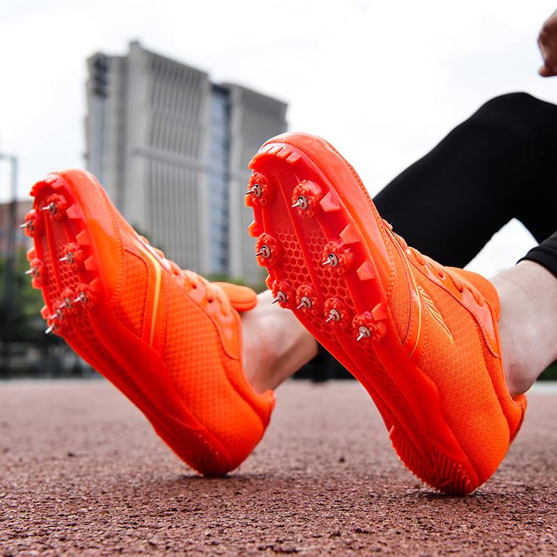 Track and field nail shoes Children's medium sprint shoes men and women students in the middle and field competition professional running remote body measurement shoes