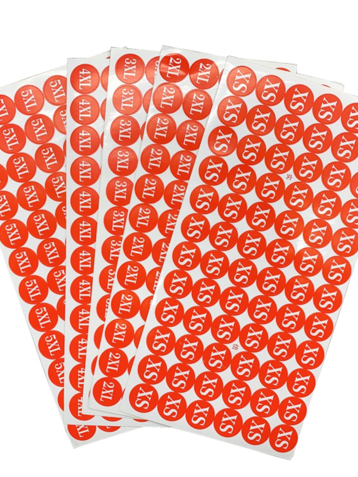 Non -dry gel clothing red size label sticker, size size number number tag, round label sticker XS -6XL
