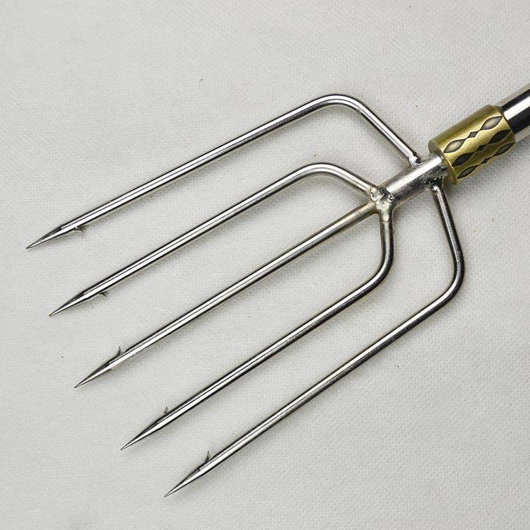 Germany imported pouring small fish fork head can retractable fish fork, steel fork sleeve, catfish blue frog stainless steel fishing fork