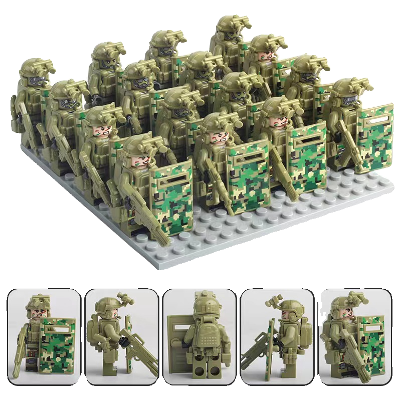 New assembly military people eat chicken MOC weapon library heavy firearms equipment supplement pack DIY spelling building block toys