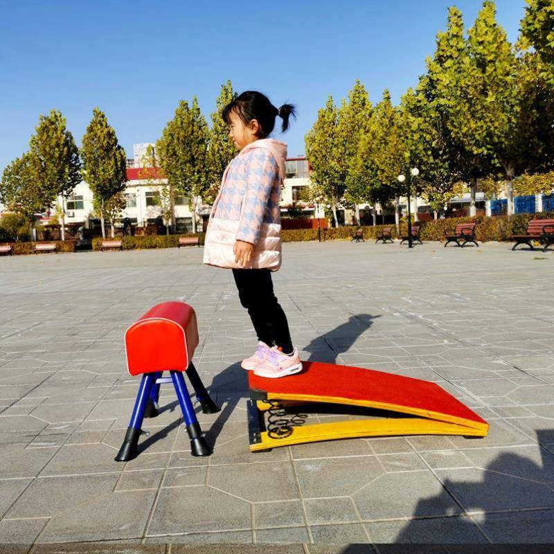 Children's adjustable horses jumping horse kindergarten saddling horse disassembled jumping box big goat jump training equipment spring assistance springboard