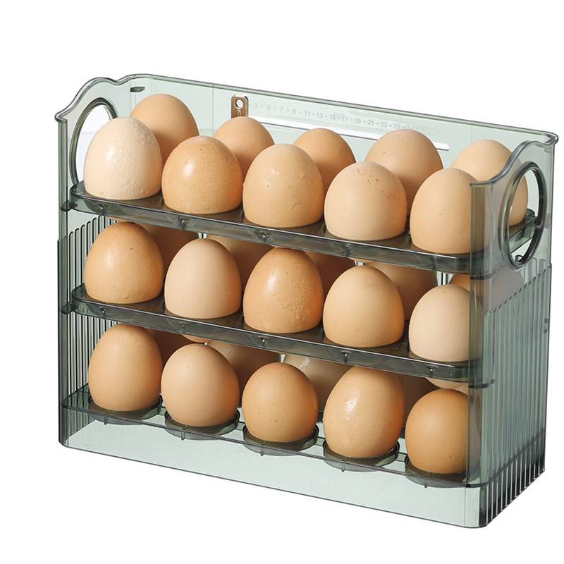 Eggs on the side of the fridge and eggs on the side of the shelf in the kitchen