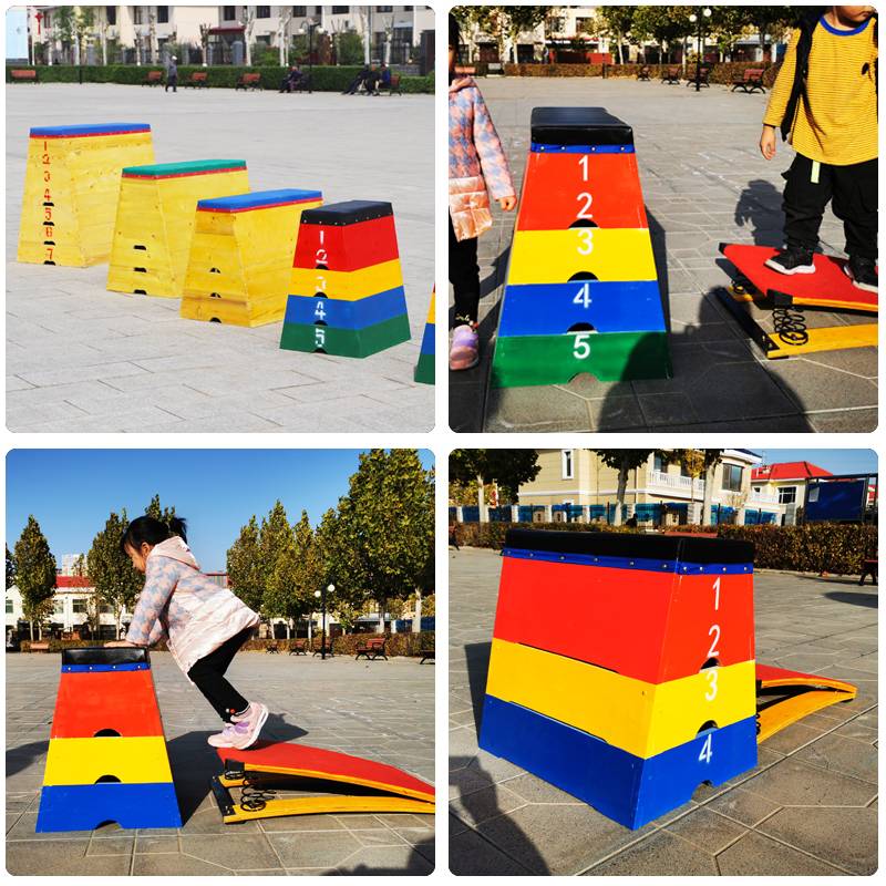 Children's adjustable horses jumping horse kindergarten saddling horse disassembled jumping box big goat jump training equipment spring assistance springboard