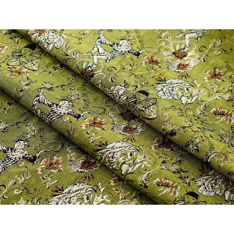 Rose Manor Dancing Clown Symphony Fabric Faculture Golden Flower Green Fashion Bag Hand as relief cloth