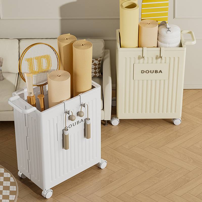 Yoga cushion storage basket plastic band wheels folding sports fitness equipment storage box jump fucking supplies storage basket