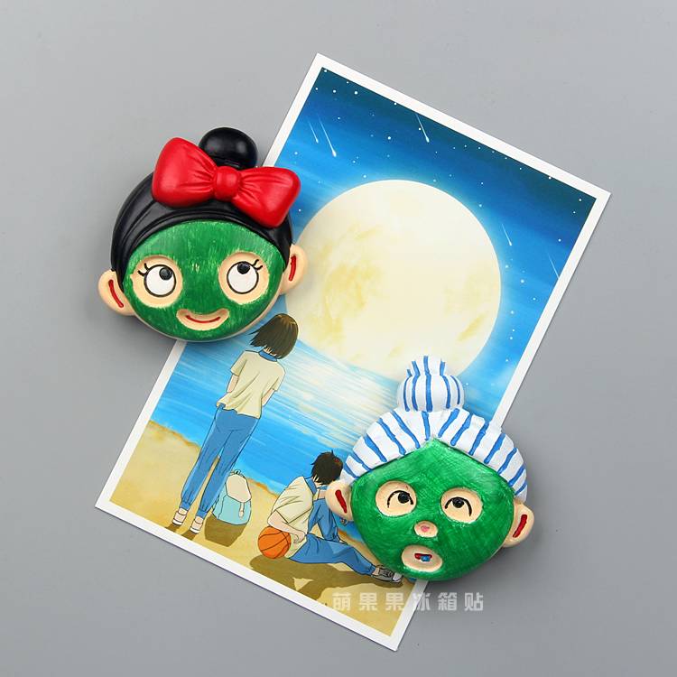Cartoon funny ballet dance dancing dancing dancing doll seaweed mask doll three -dimensional resin refrigerator sticker magnetic sticker decoration