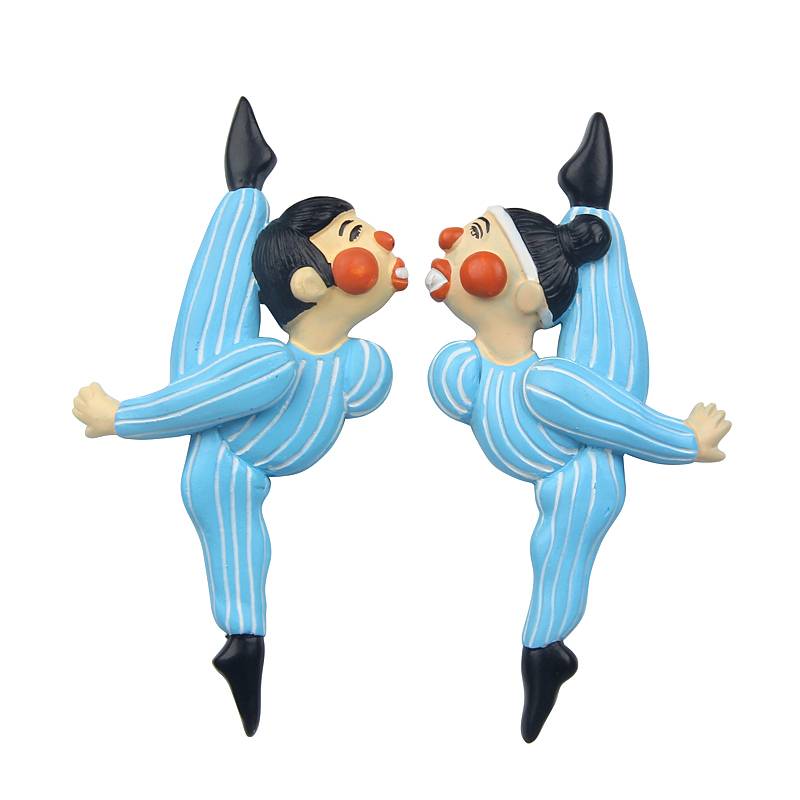 Cartoon funny ballet dance dancing dancing dancing doll seaweed mask doll three -dimensional resin refrigerator sticker magnetic sticker decoration