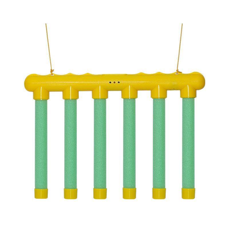 The remote-controlled hand grabs the stick, the child's eye coordinates the stick, and he's trained to drop the stick