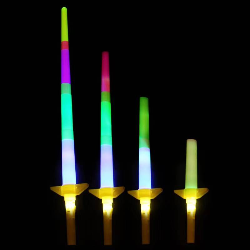 Four sections of telescopic lighting stick concerts, fluorescent stick props, Liuyi Children's Day Activities Lights Glow toy Separation Night Market