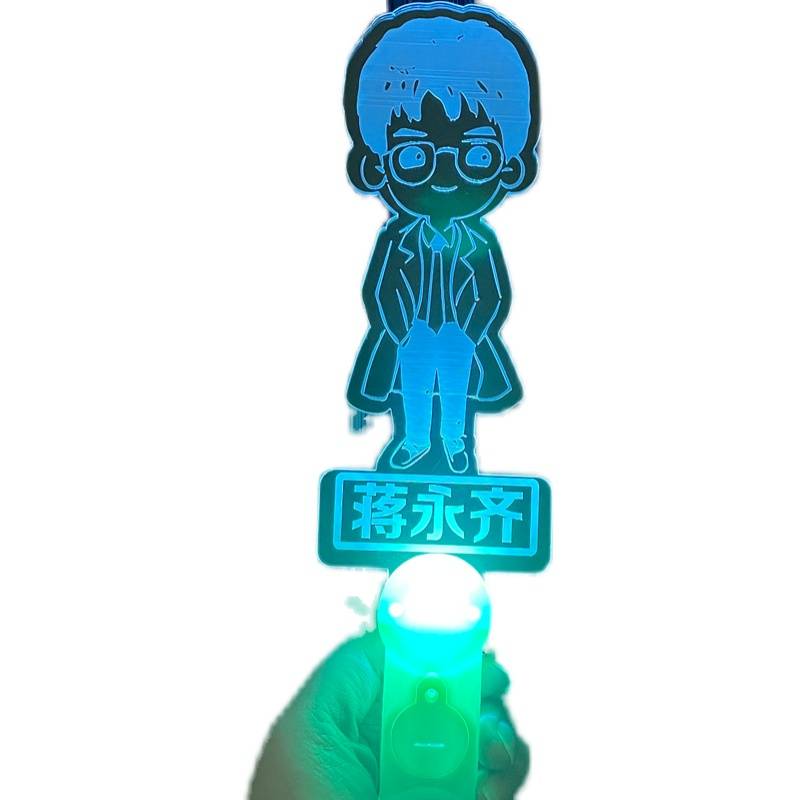 The fluorescent bat customises the children's names, and the students put up their lights, and the children deliver the Akri text