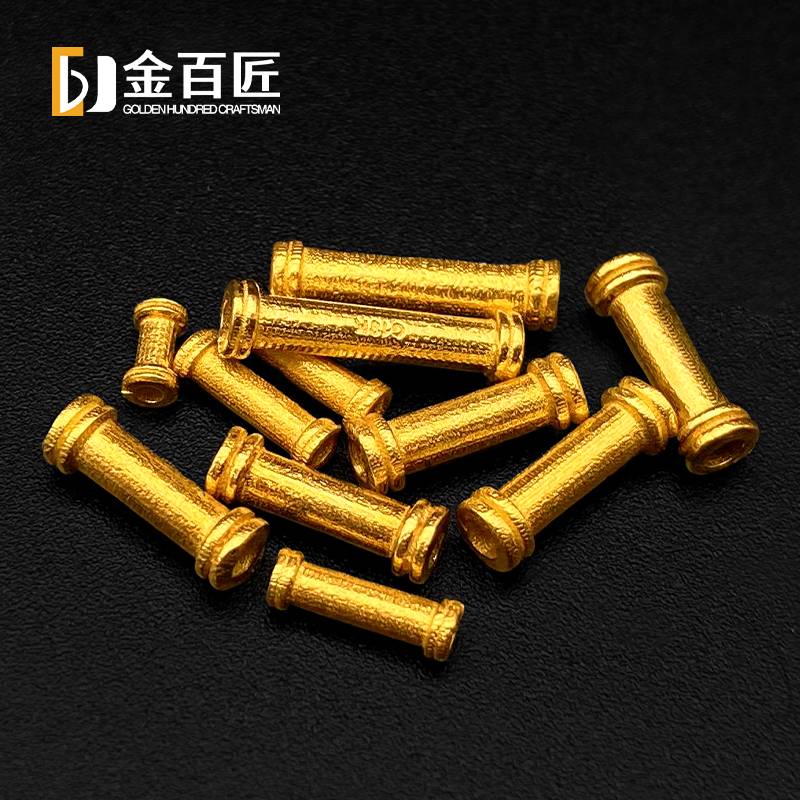18K gold straight pipe accessories ancient method gold pipe bar long tube long pipe DIY bracelet necklace round tube bead bead beaded accessories