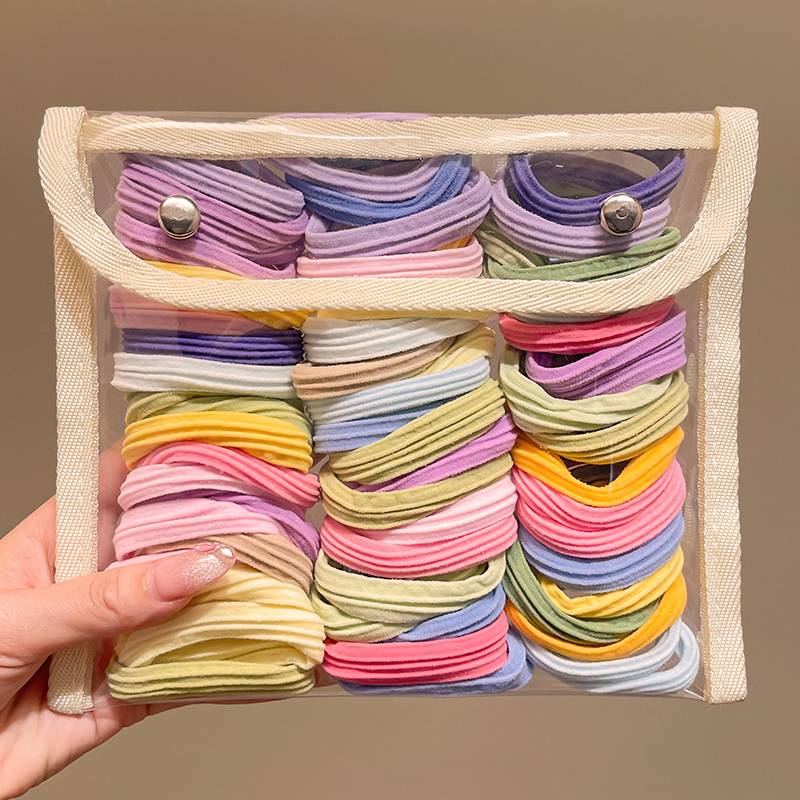 Girls' candy color tie horsetail hair ring children's high elasticity does not hurt the head rope little girl rubber band hair rope headgear