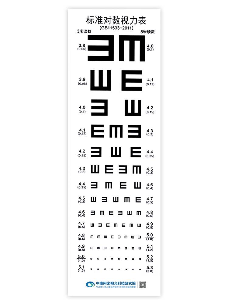 Children's vision table international standard households 3 meters 5 meters pair E -line test optical vision test table hanging drawing wall stickers