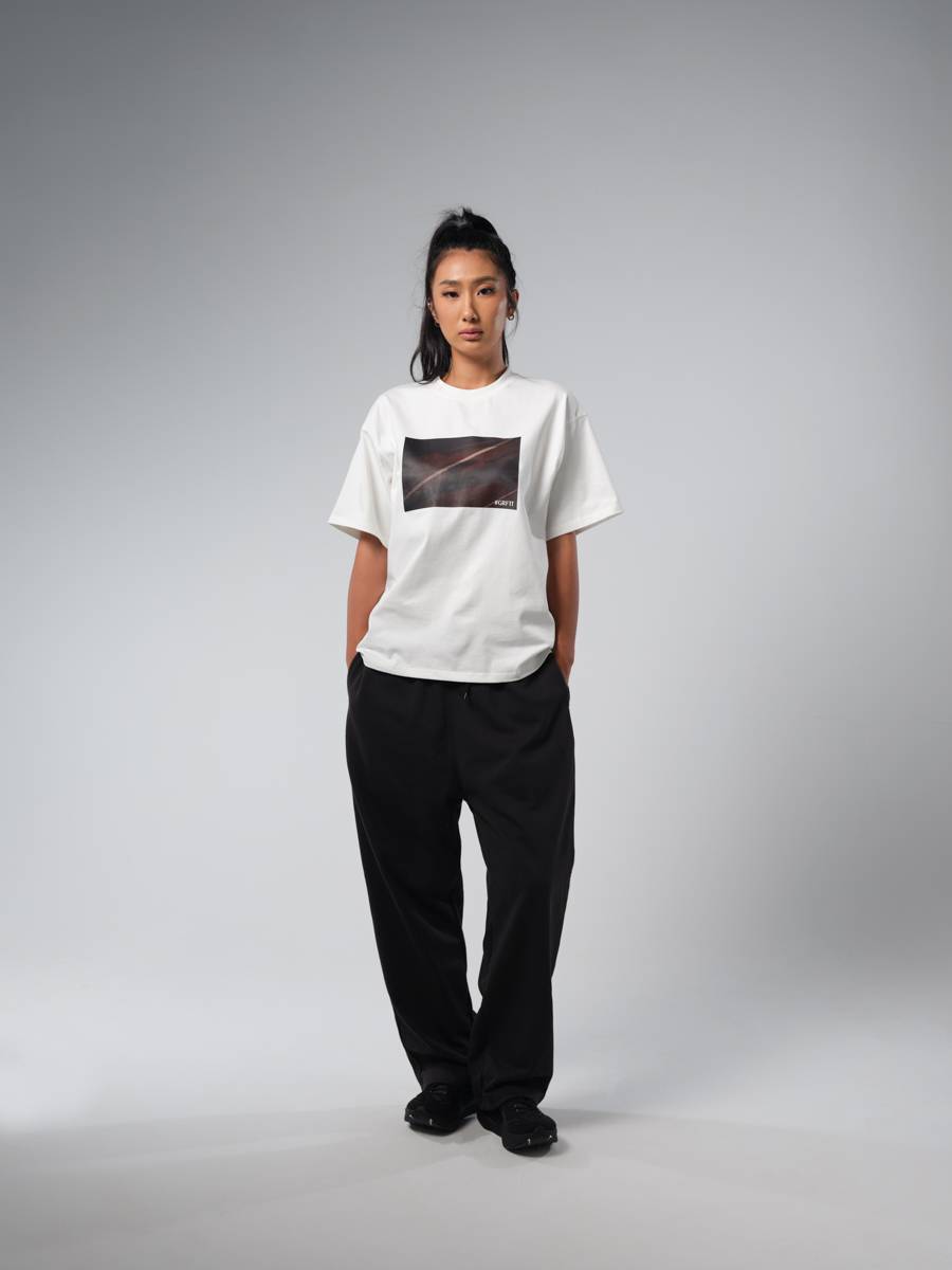 GRFTT's new Photot white printing round neck short -sleeved men and women same pure cotton casual relaxation stick heavy T -shirt