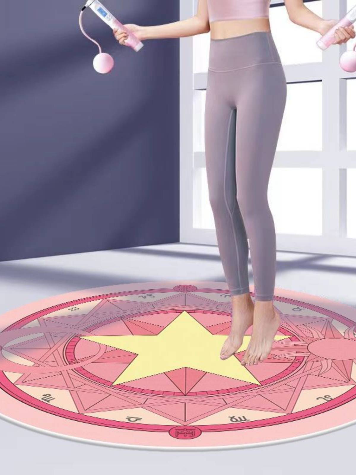 Dica jump-net red-lined, slid-proof, tremors-coated carpet indoor silent gymo-yoga mat